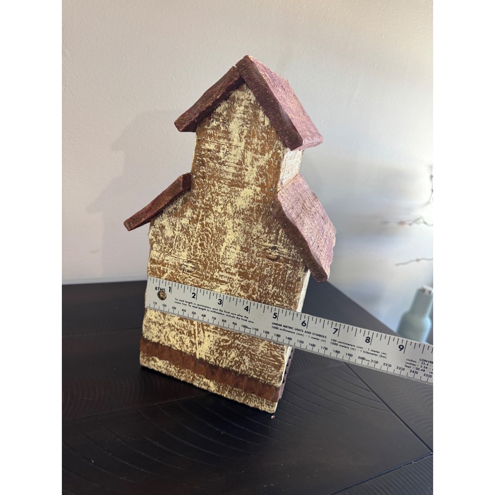 Rustic Farmhouse Wooden Birdhouse Decorative Distressed Barn Style Brown Red - Picture 7 of 7